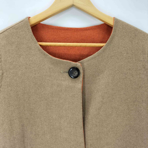 Raymayers イタリア製 生地 カシミヤ混 ウール ナイロン ノーカラー リバーシブル コート レディース  11AR